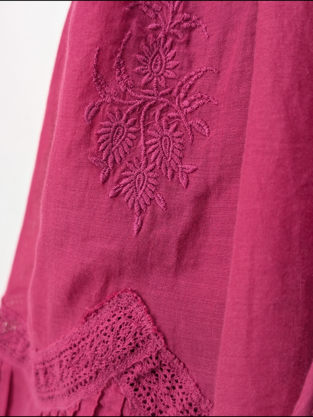 Farm Rio Pink Boho Embroidered Dress with Tie Waist M - Picture 4 of 8